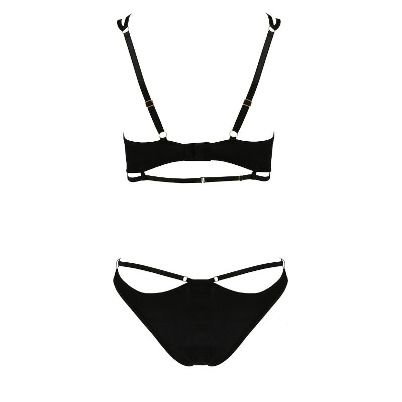 Casmir Sexy BH en Slip Set Victoria II Zwart, achterkant zonder model