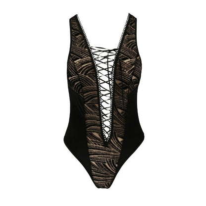 Casmir Sexy Lingerie Lara Body Zwart Goud, voorkant zonder model