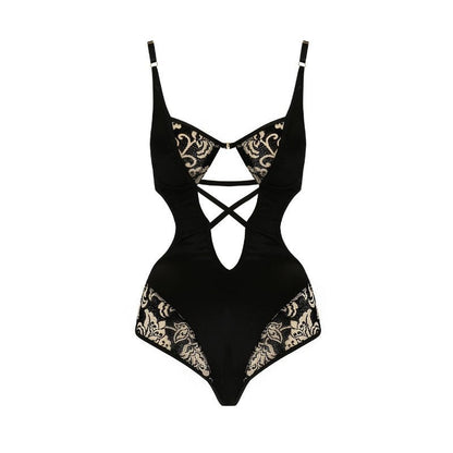 Casmir Sexy Lingerie Victoria Body Zwart Goud, voorkant zonder model