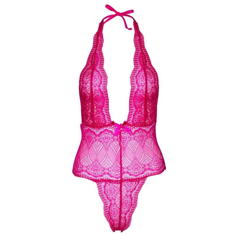 Daring Intimates Sexy Lingerie Heart Lace Body Roze, voorkant zonder model