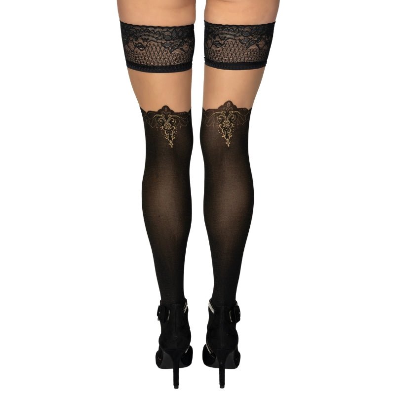 Ballerina's Secret Multi-Color Hold Ups – Zwart en GoudDames lingerie - KousenBallerina's SecretBlack SecretS/M