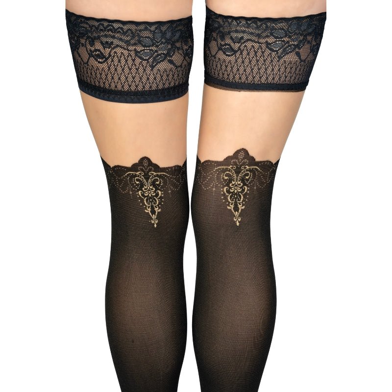 Ballerina's Secret Multi-Color Hold Ups – Zwart en GoudDames lingerie - KousenBallerina's SecretBlack SecretS/M