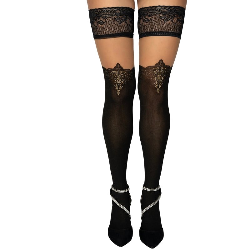 Ballerina's Secret Multi-Color Hold Ups – Zwart en GoudDames lingerie - KousenBallerina's SecretBlack SecretS/M