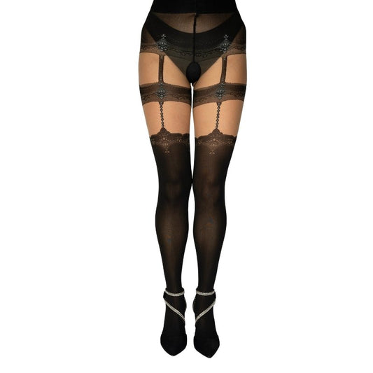 Black Secret Elegance: Sensuele Kruisloze Hold-Ups met NaadDames lingerie - Xl - body / pantyBallerina's SecretBlack SecretS/M