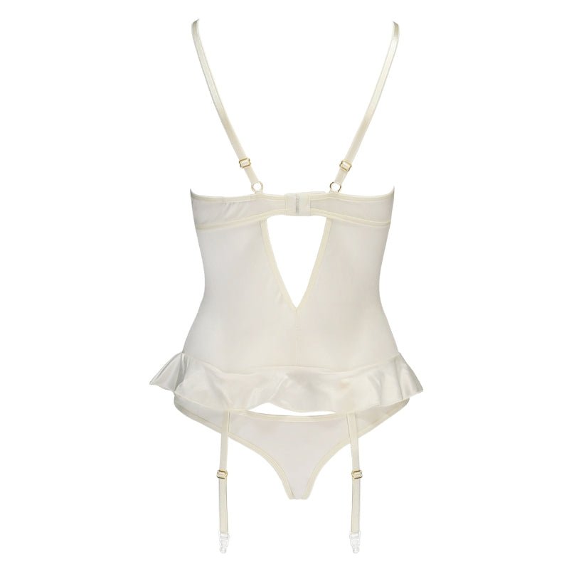 Casmir Inoe Jarretel Set - Asymmetrische Schoonheid in ZilverDames lingerie - Jarretel setjesCasmirCasmirS/M