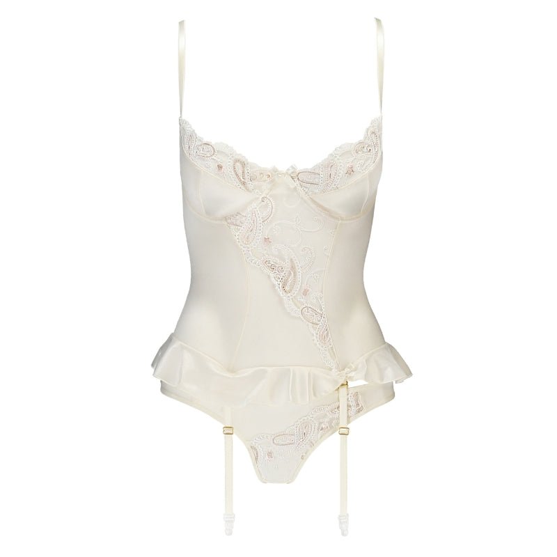 Casmir Inoe Jarretel Set - Asymmetrische Schoonheid in ZilverDames lingerie - Jarretel setjesCasmirCasmirS/M