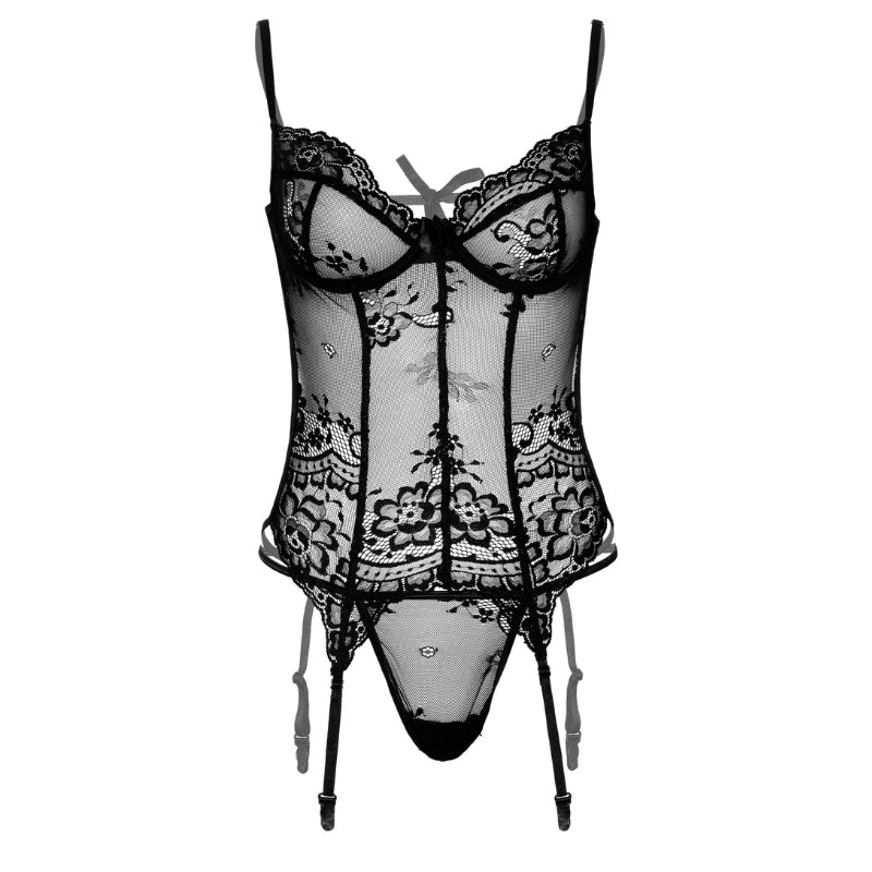 Daring Intimates Cami Garter Jarretel set - Luxe Kant met Open RugDames lingerie - Jarretel setjesDaring IntimatesDaring IntimatesS/M