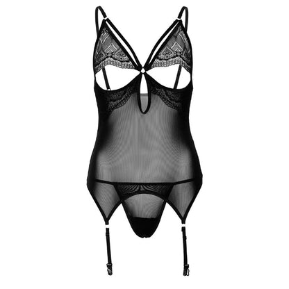 Daring Intimates Zwarte Jarretel Set - Hartvormig Design en Open CupsDames lingerie - Jarretel setjesDaring IntimatesDaring IntimatesS/M