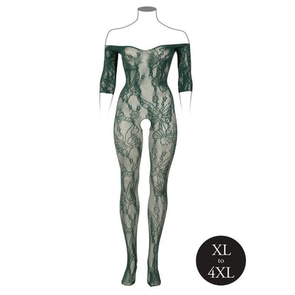 Le Desir Sexy Lingerie Catsuit Grote Maten Groen Open Kruis, voorkant zonder model