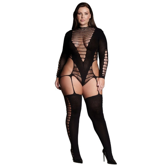 Le Desir Kalyke Catsuit Grote Maten Zwart, voorkant