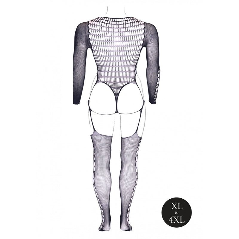 Le Desir Kalyke Catsuit Grote Maten Zwart, achterkant zonder model