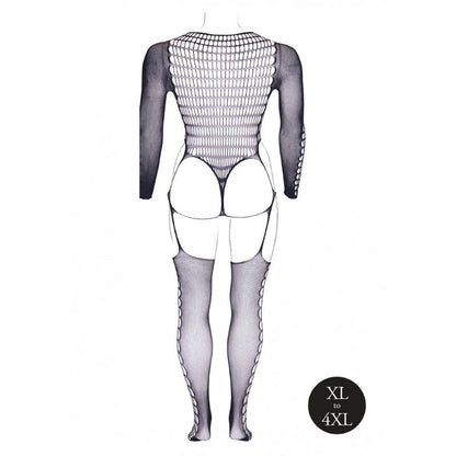 Le Desir Kalyke Catsuit Grote Maten Zwart, achterkant zonder model
