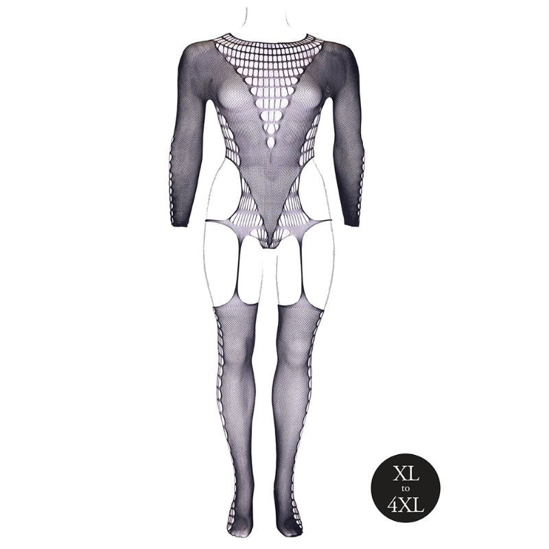 Le Desir Kalyke Catsuit Grote Maten Zwart, voorkant zonder model