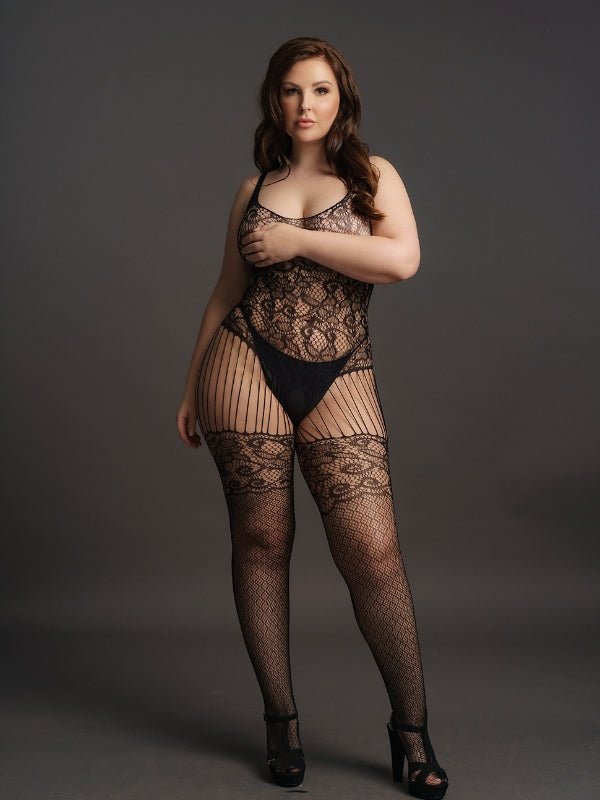 Le Désir Bodystocking met Kant en Faux Visnet Effect - Queen SizeDames lingerie - BodystockingLe DesirBodystocking