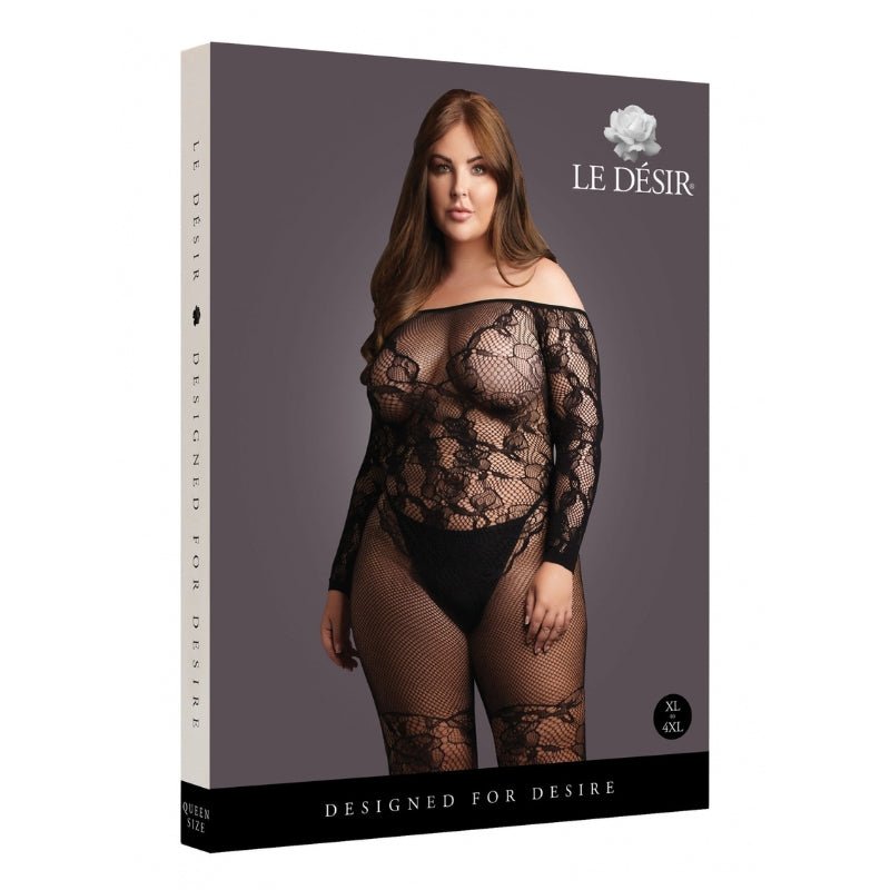 Le Désir Bodystocking met Lange Mouwen Sensueel Zwart - Queen SizeDames lingerie - BodystockingLe DesirBodystocking