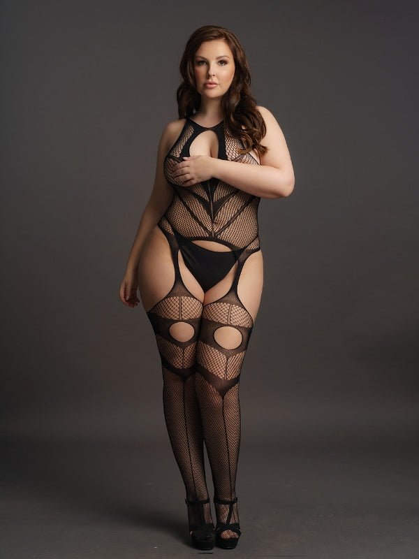 Le Désir Bodystocking met Visnet en Jarretelles - Queen SizeDames lingerie - BodystockingLe DesirBodystocking