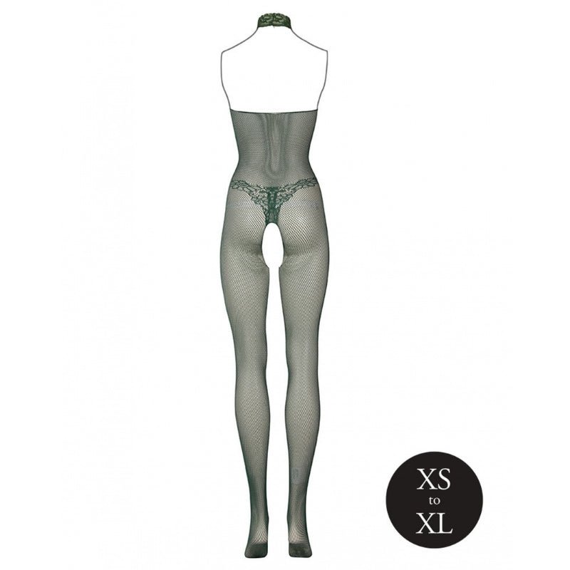 Le Désir Groene Bodystocking met Kantpatroon en Visnet - One SizeDames lingerie - BodystockingLe DesirBodystocking
