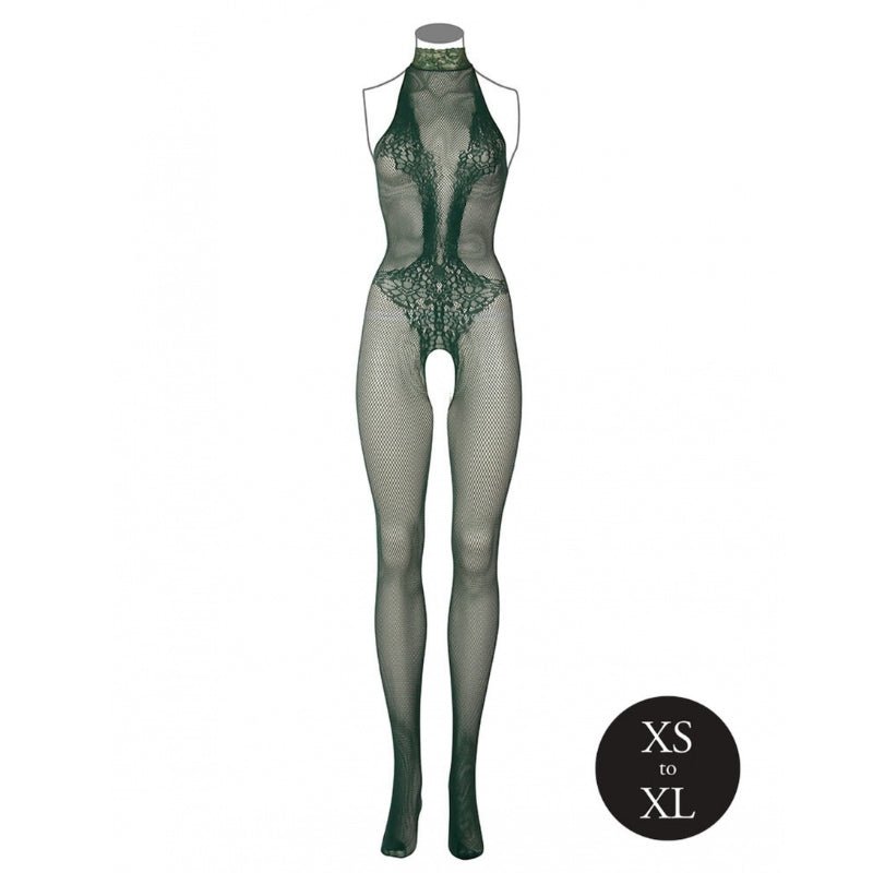 Le Désir Groene Bodystocking met Kantpatroon en Visnet - One SizeDames lingerie - BodystockingLe DesirBodystocking