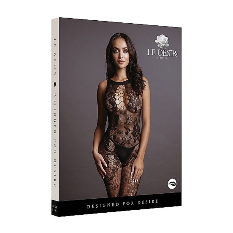 Le Désir Hoge Hals Bodystocking met Kantpatroon - Zwart - One SizeDames lingerie - BodystockingLe DesirBodystocking