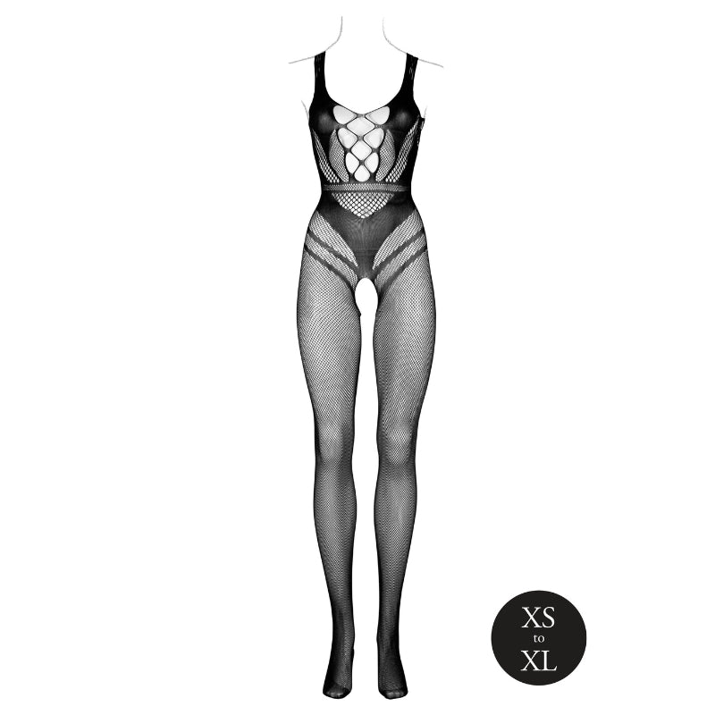 Le Désir Visnet Bodystocking met Open Kruis Zwart - One SizeDames lingerie - BodystockingLe DesirBodystocking