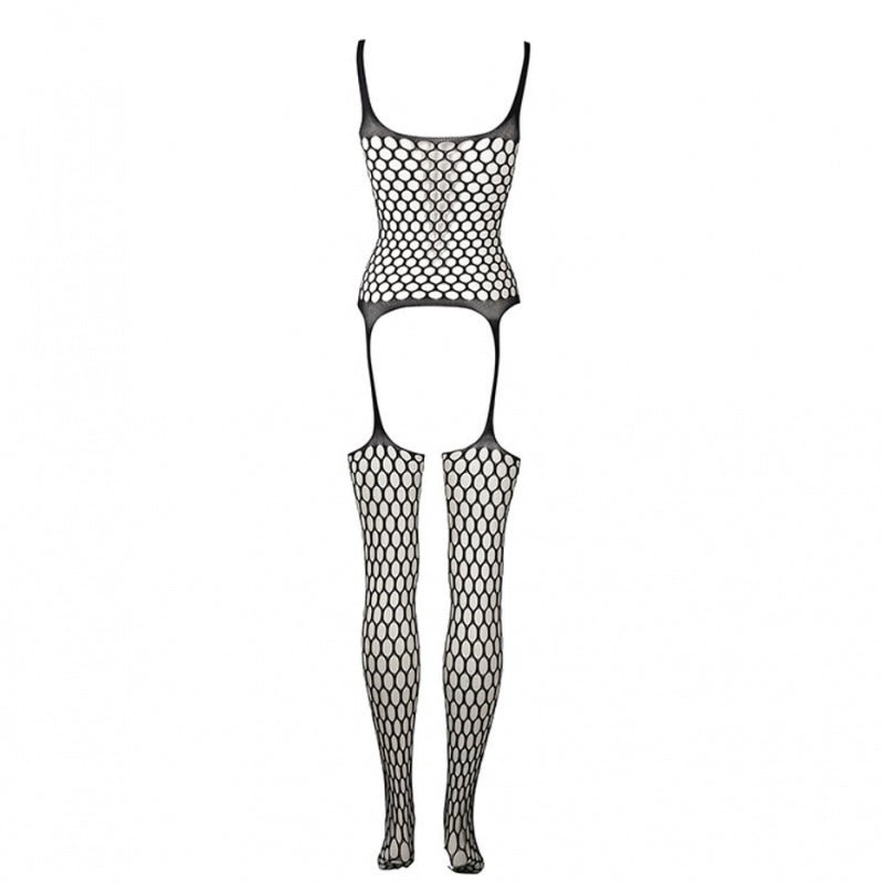 Le Desir Zwarte Catsuit Jarretels Grote Maten Zwart, achterkant zonder model