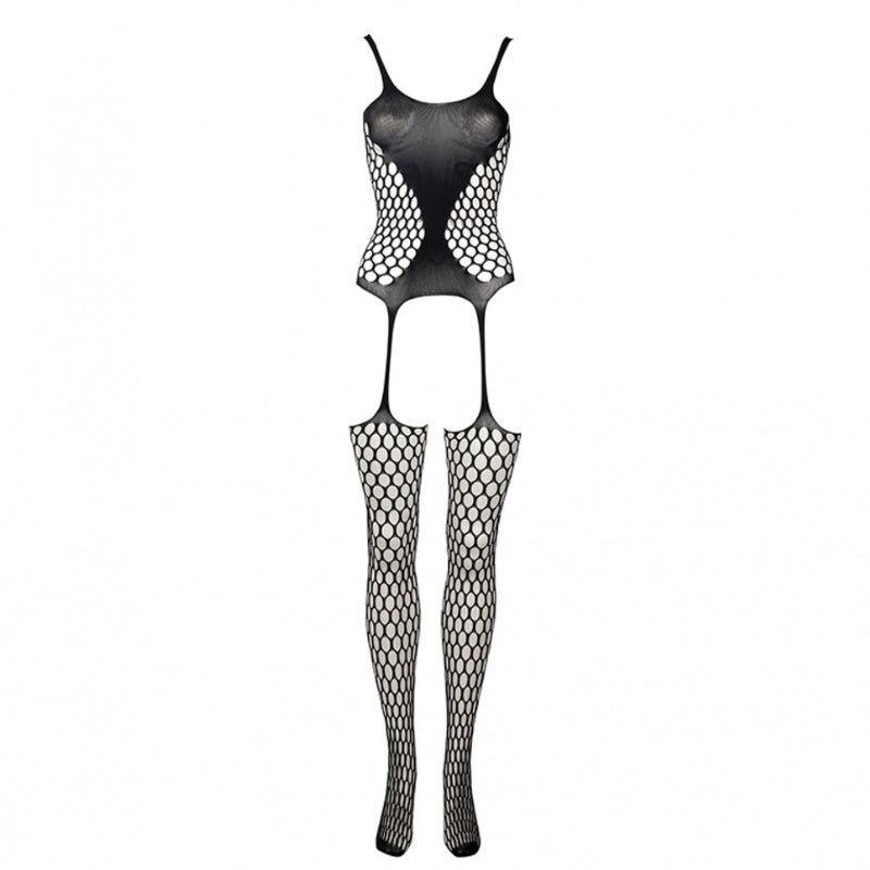 Le Desir Zwarte Catsuit Jarretels Grote Maten Zwart, voorkant zonder model