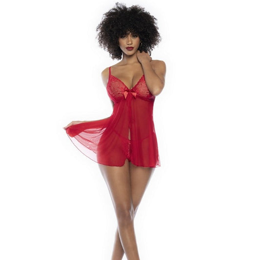 Mapalé Romantische Rode Babydoll met Kant en Doorschijnende MeshMapalébabydollS/M